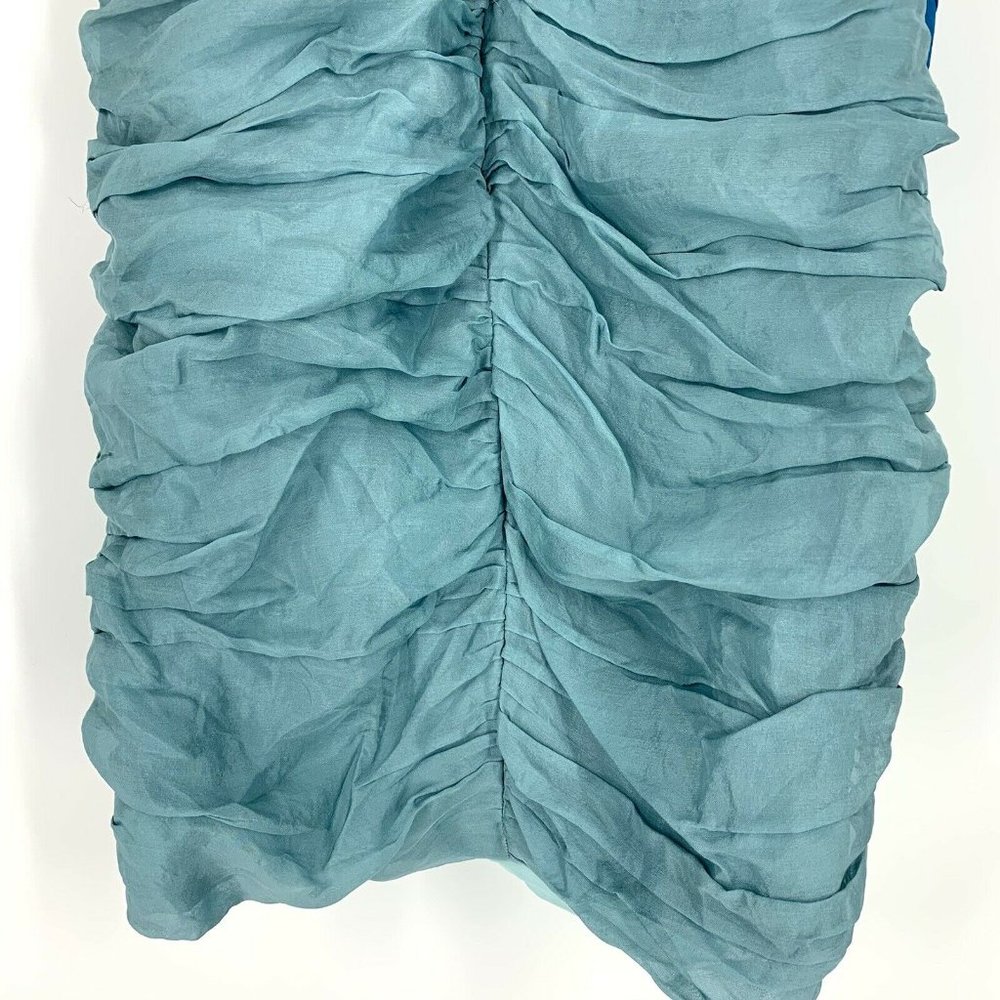 Bebe Blue Strapless Pleated Silk Dress - Picture 8 of 9